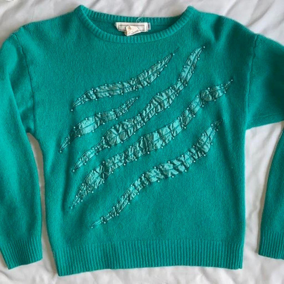 80s Embellished Wool Sweater (S) - Picture 2 of 4